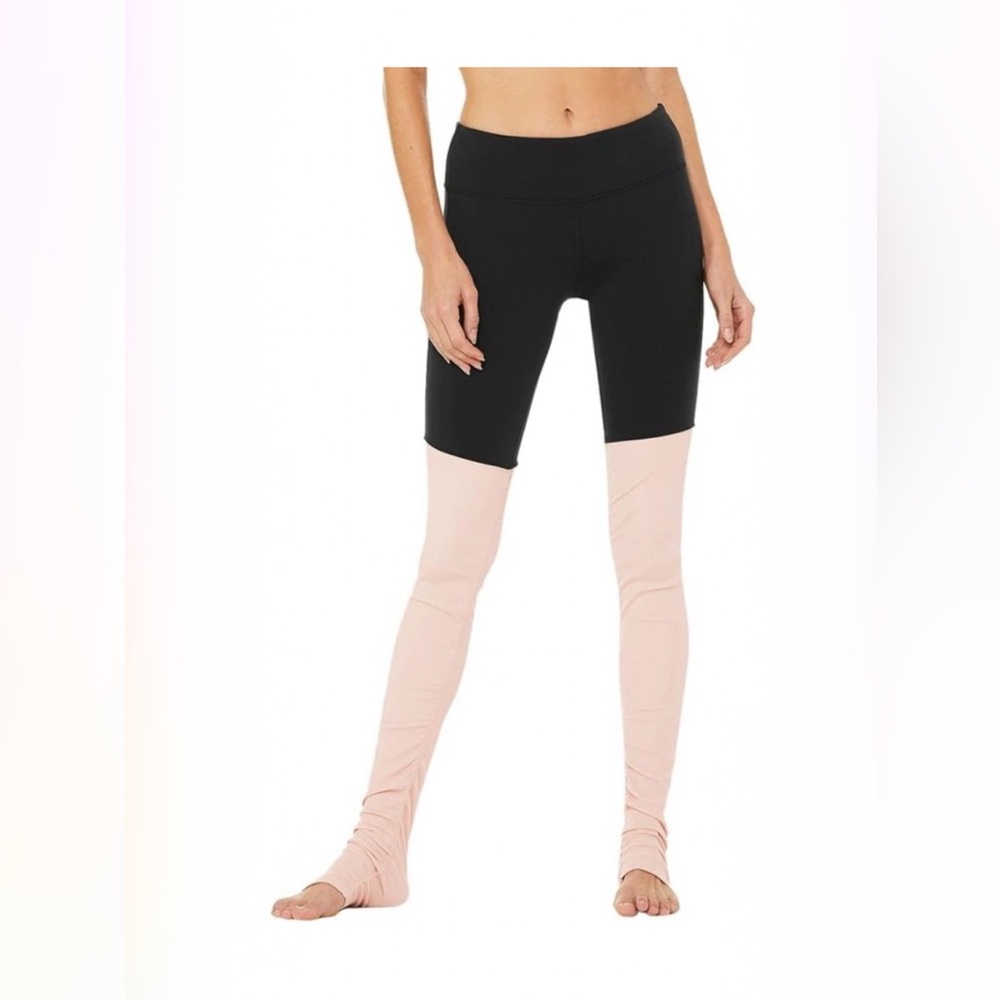Alo Yoga Black and Pink High Waist Goddess Legging. Size Small